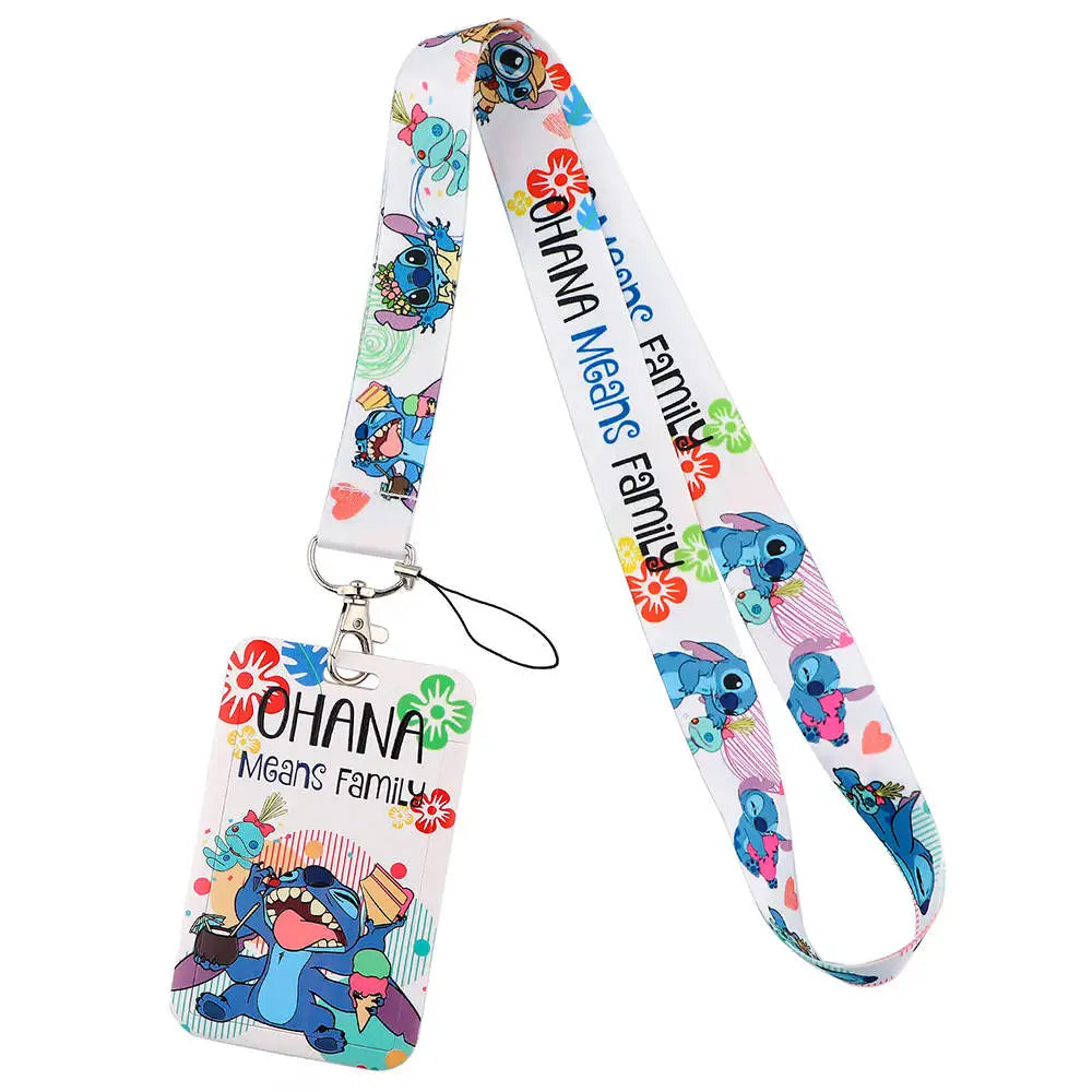 Stitch Cute Cartoon Animation Lanyard for Keys ID Credit Card Pass Mobile Phone Charm Neck Strap Badge Holder