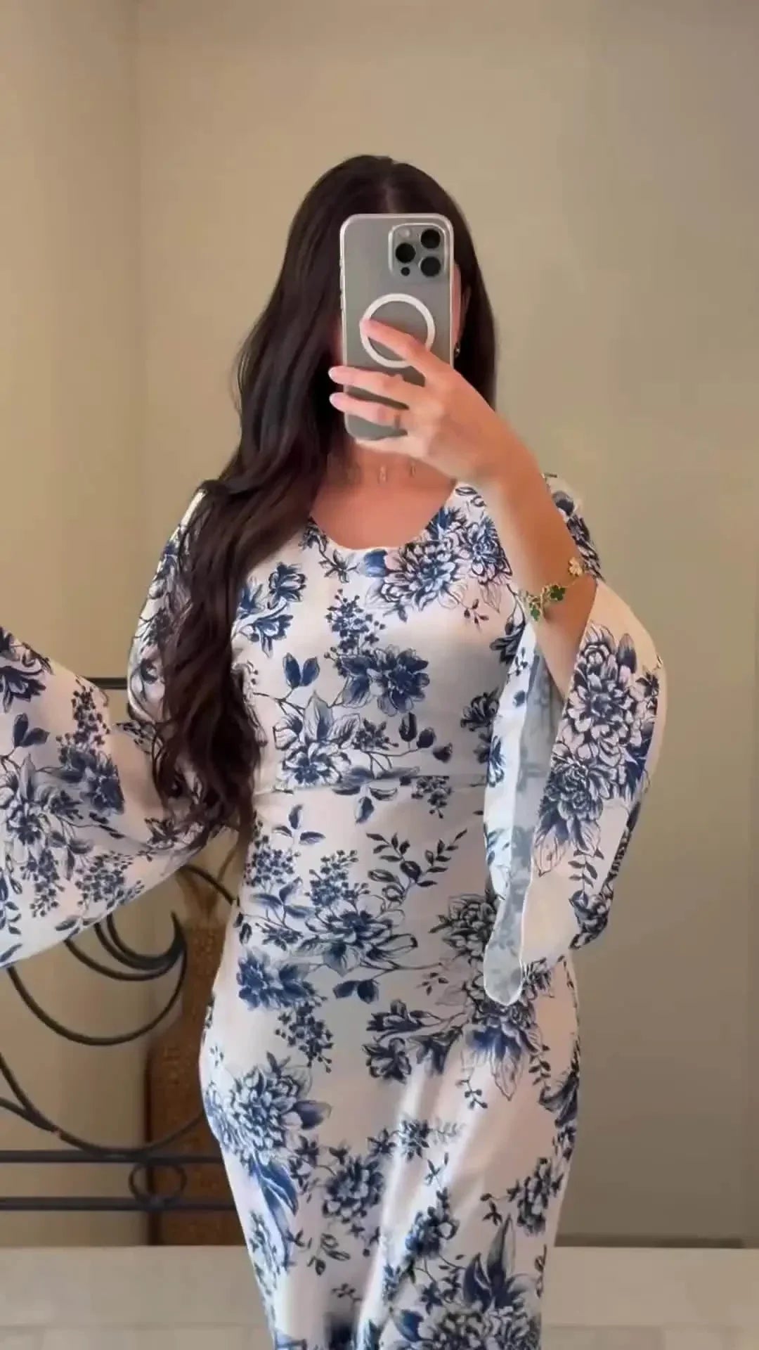 Floral Abaya Dress For Muslim Women Long Modest Robe