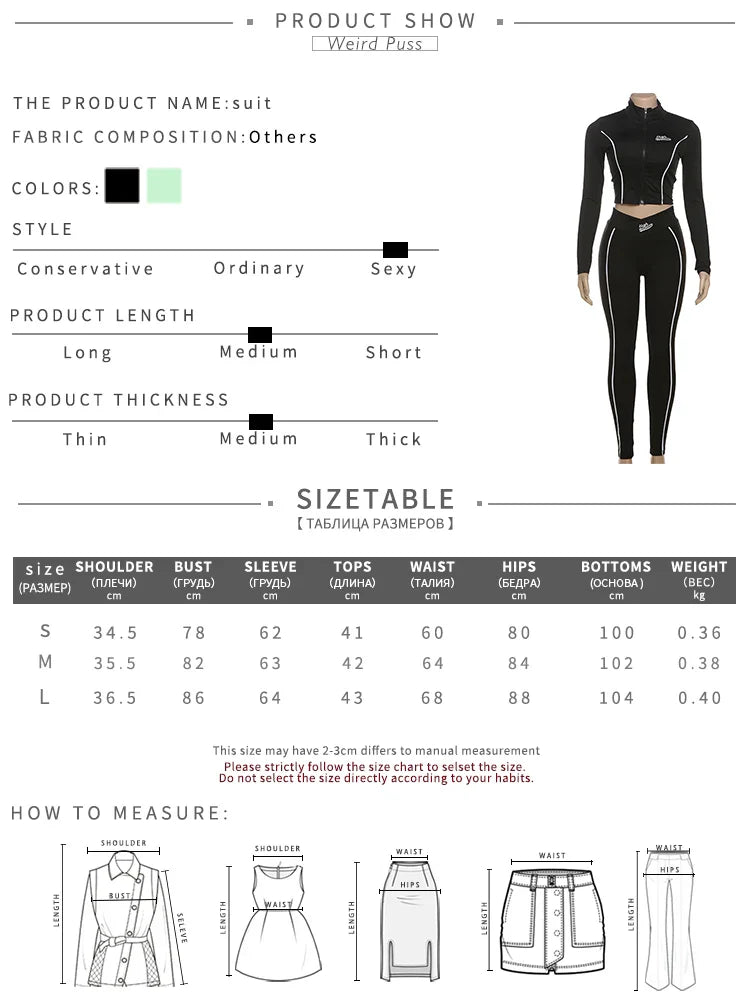 Casual 2 Piece Tracksuit Set with Zip Crop Jacket and Leggings for Sporty Streetwear