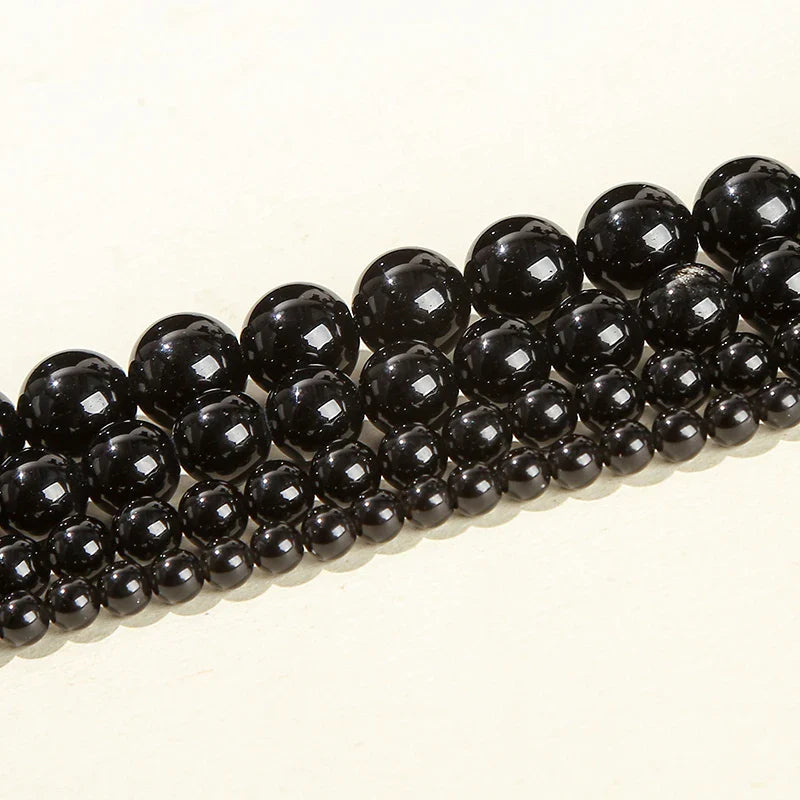 Natural Black Obsidian Beads 4mm 6mm 8mm 10mm Polished Round Loose Spacer Beads for Jewelry Making DIY Necklaces and Bracelets