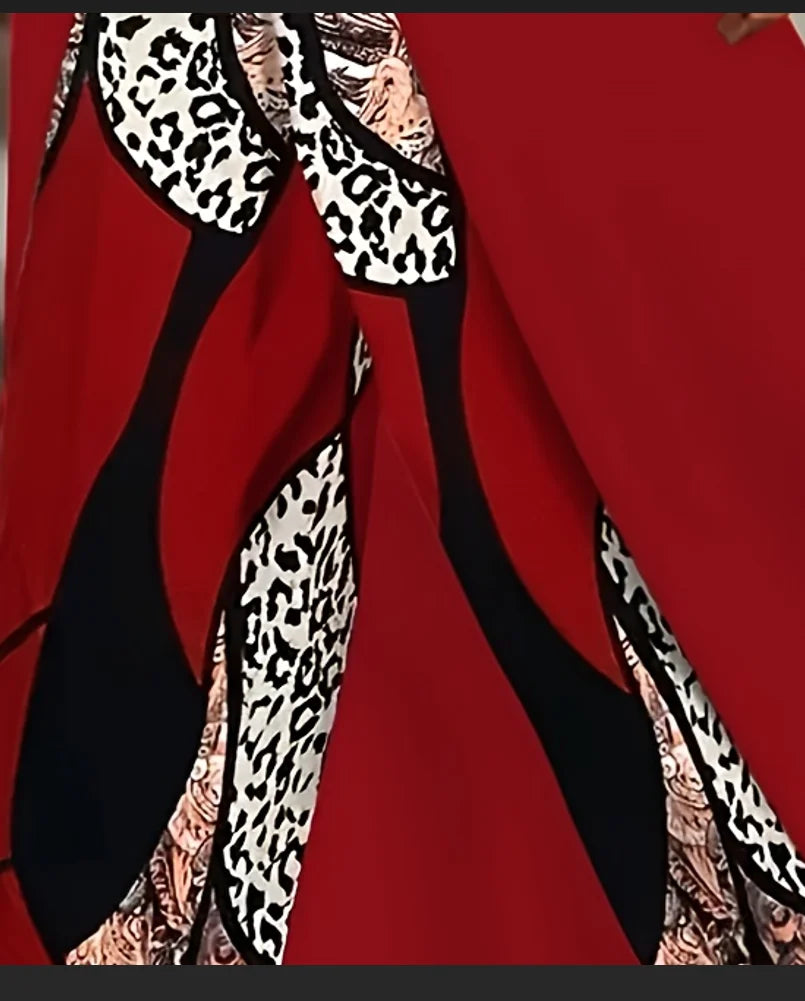 Casual Printed Long Pullover Coat and Wide-Leg Pants Two-Piece Suit for Girls High-End Fashion Temperament Set