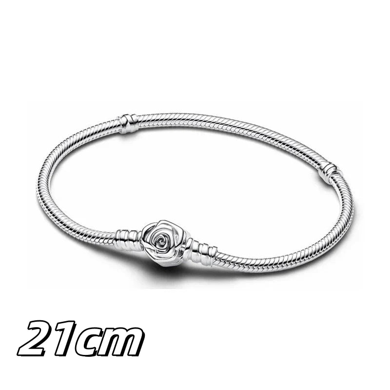 Beauty and the Beast 925 Sterling Silver DIY Charm for 3mm Bracelets with Eternal Rose Design