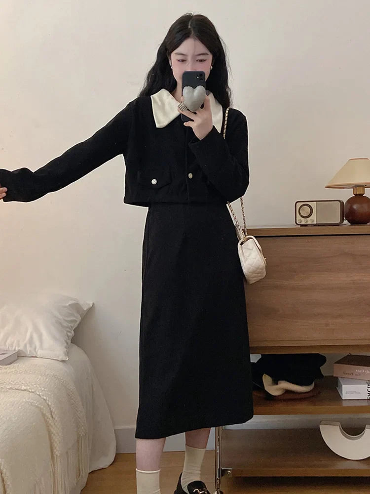 Corduroy Fall Dress For Women French Style Party Outfit