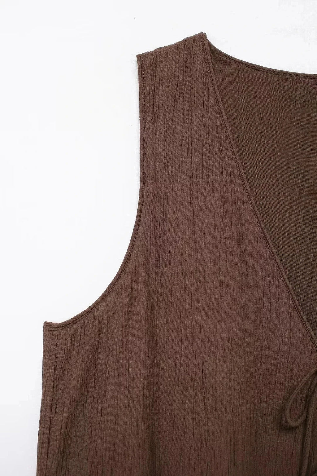 Summer Women's Elegant Solid Color Skirt Set Casual V-neck Bow Lace-Up Sleeveless Crop Vest Top with Loose Drawstring Midi Skirt