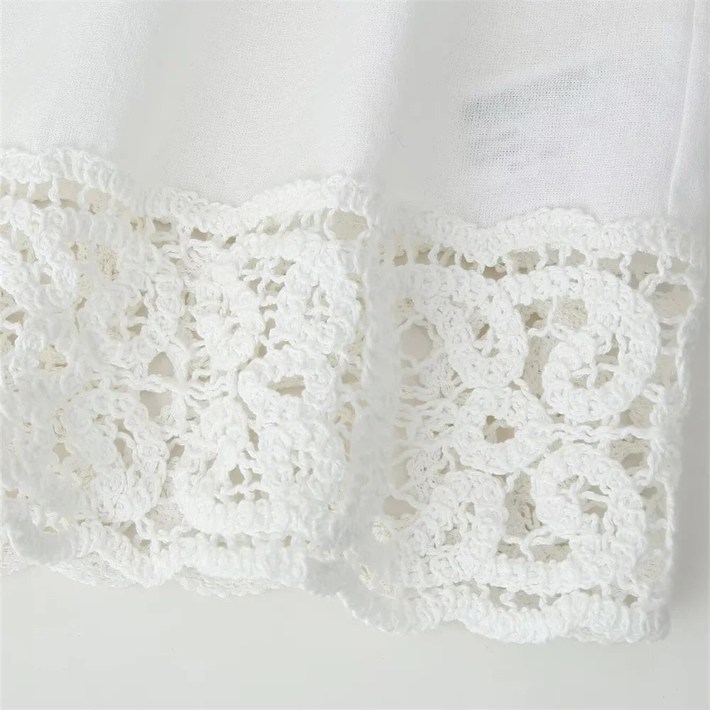 Versatile Women's Crochet Long Sleeve Lapel Shirt and Straight Leg Casual Pants Fashion Set