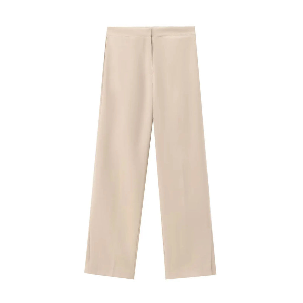 Women Two Piece Wide Leg Pant Set for Office Style with Vest Top and Split Straight Leg Pants