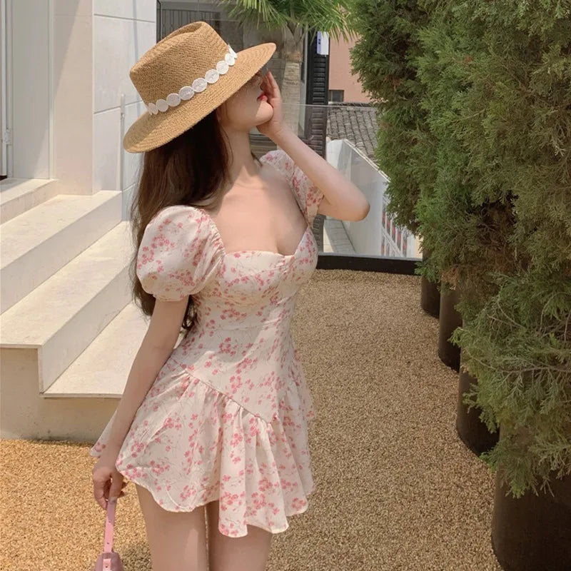 Floral Summer Dress For Women High Waist Off Shoulder