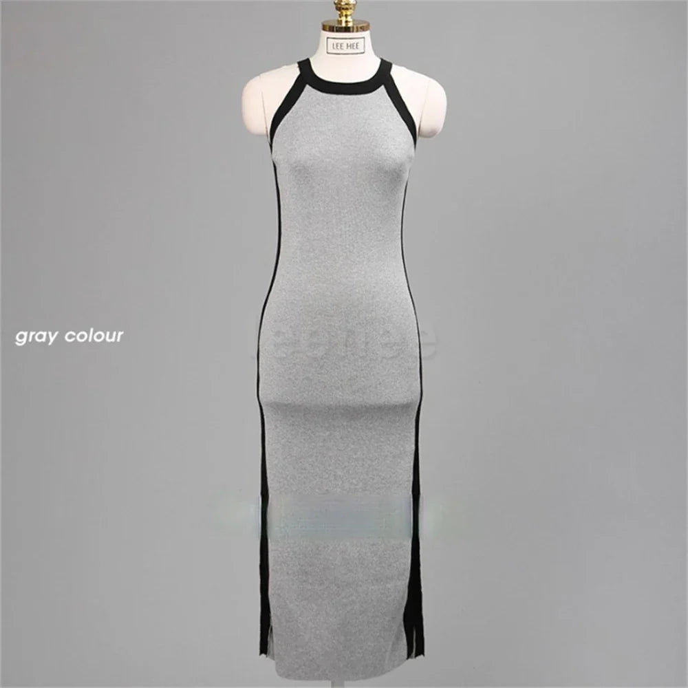 Womens Summer Bodycon Maxi Dress Sleeveless Bandage Knit