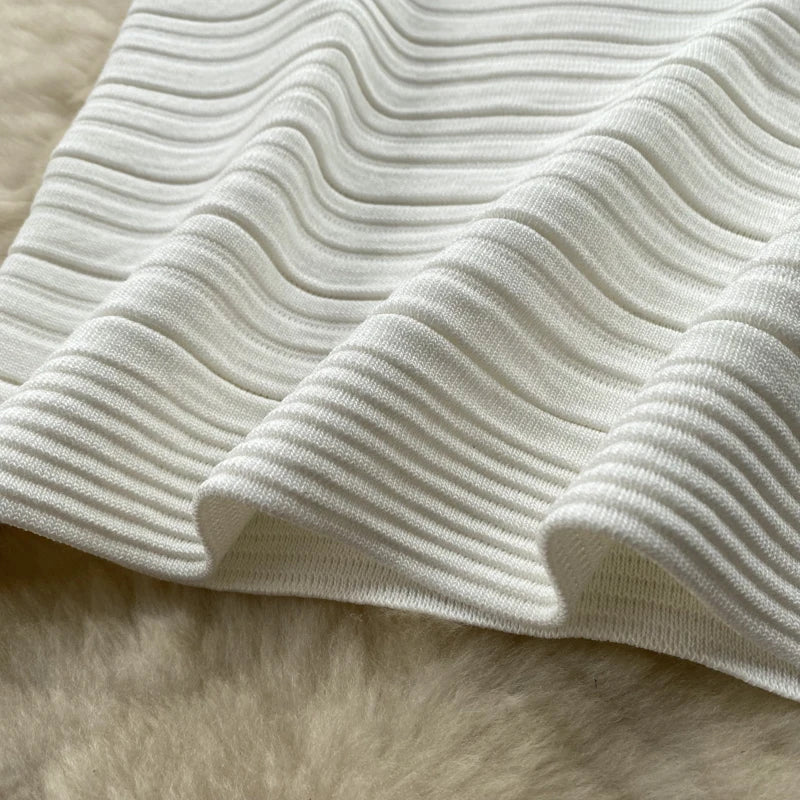 White Knit Tank Dress V Neck Sleeveless Bodycon Wrap Dress