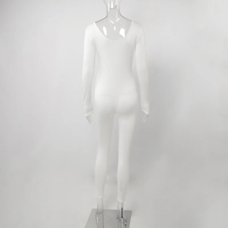 Sexy Black Long Sleeve Bodycon Jumpsuit for Women Slim Fit Casual Streetwear Skinny Romper