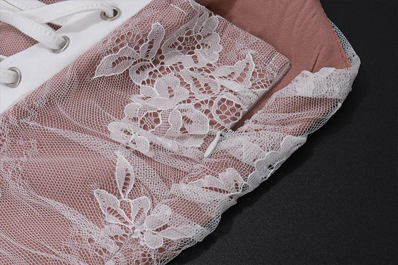 Lace Side Square Neck Dress for Elegant Evening Party