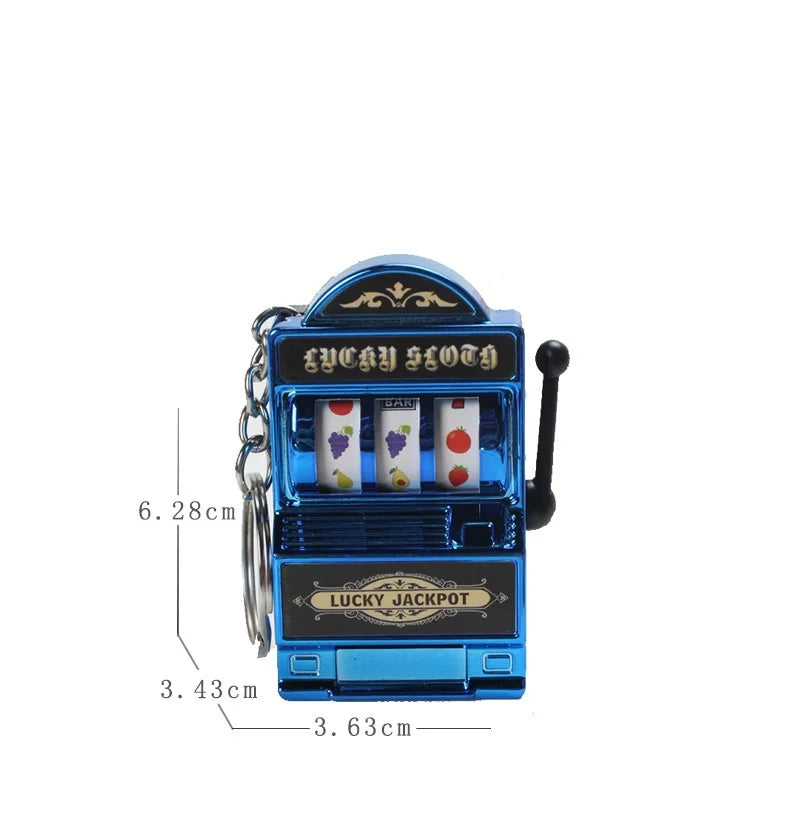 Portable Mini Fruit Slot Keychain Pendant Retro Toy Coin Operated Game for Kids and Adults