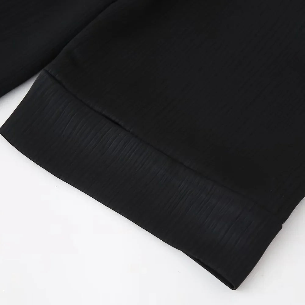 Women's Double Breasted Suit Jacket and Pants Set with Wrinkle Effect for Spring and Summer Fashion