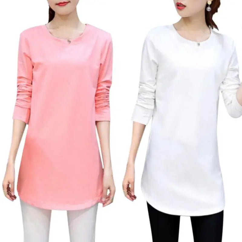Women Slim Fit Long Sleeve Casual Blouse in Solid Colors