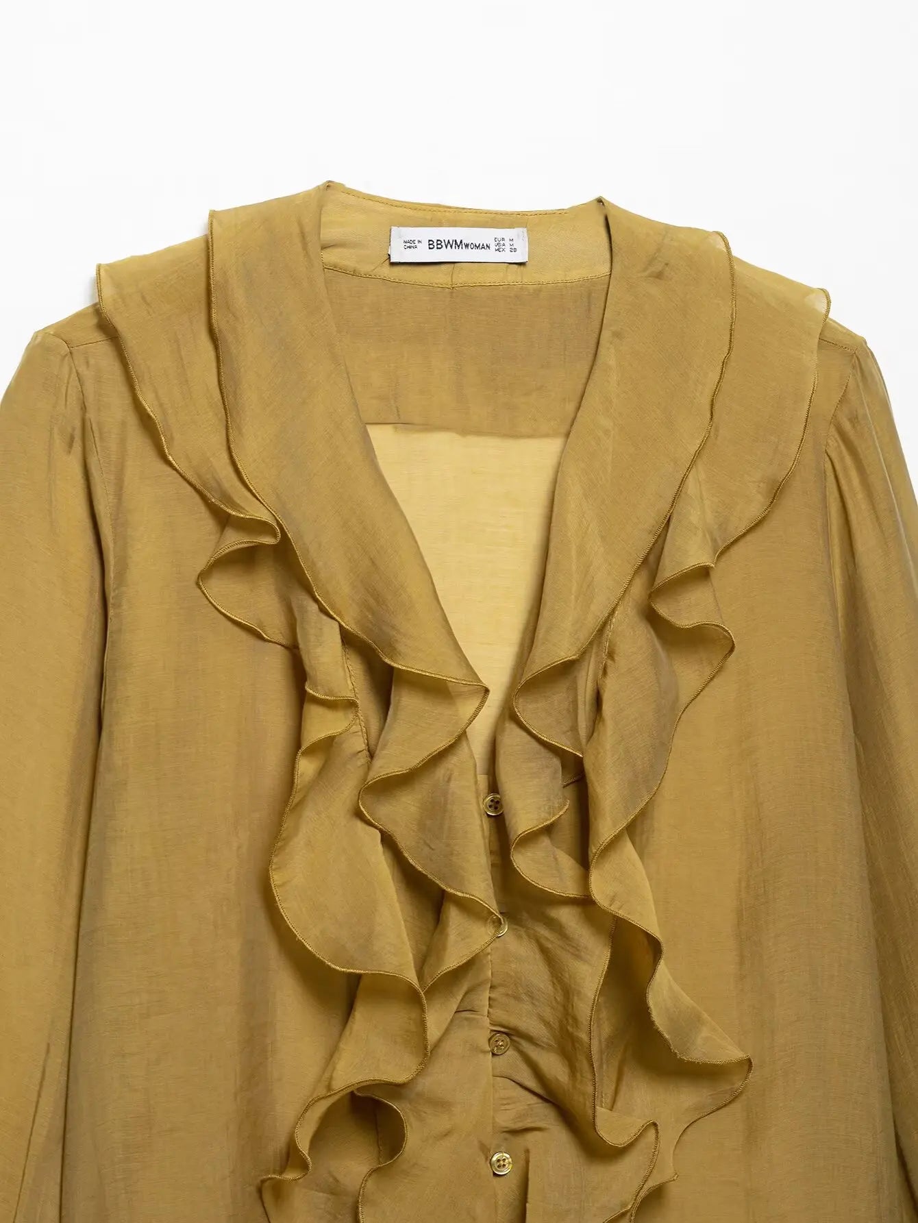 Laminated V Neck Long Sleeve Casual Shirt for Women with Versatile Temperament and Elegant Fit