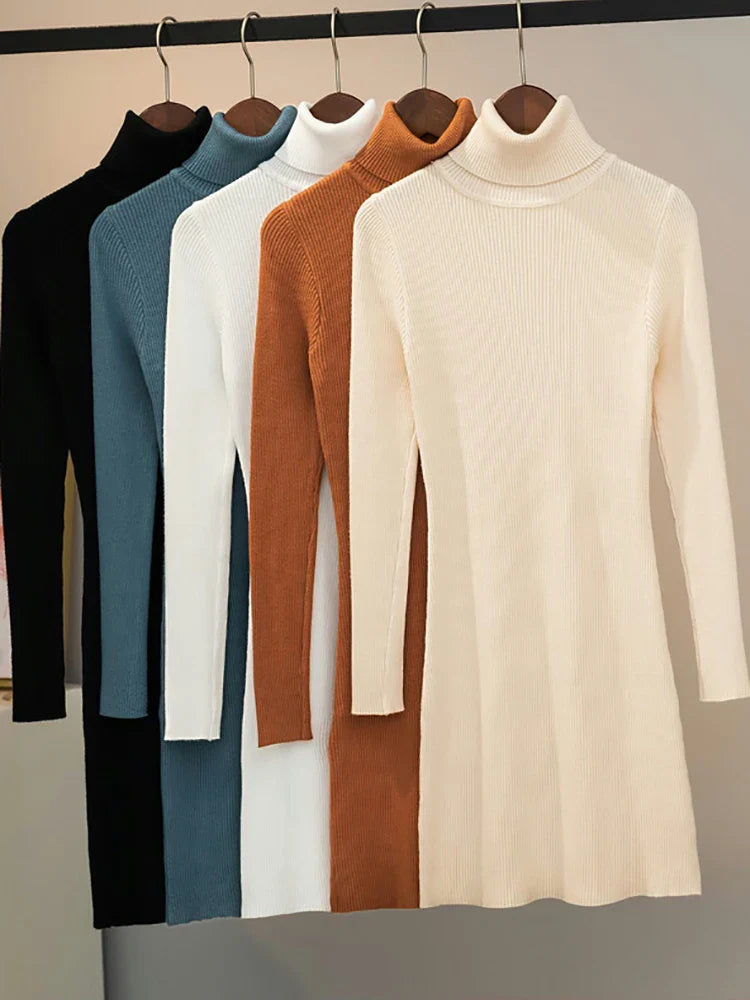 Vintage Knit Dress Women Long Sleeve Bodycon Party Wear