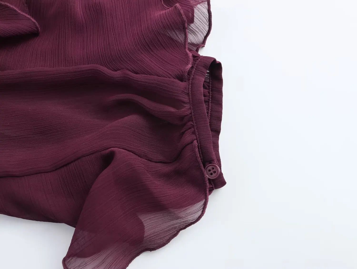 Sexy Translucent Ruffle Blouse for Women V Neck Single Breasted Tiered Casual Beach Shirt