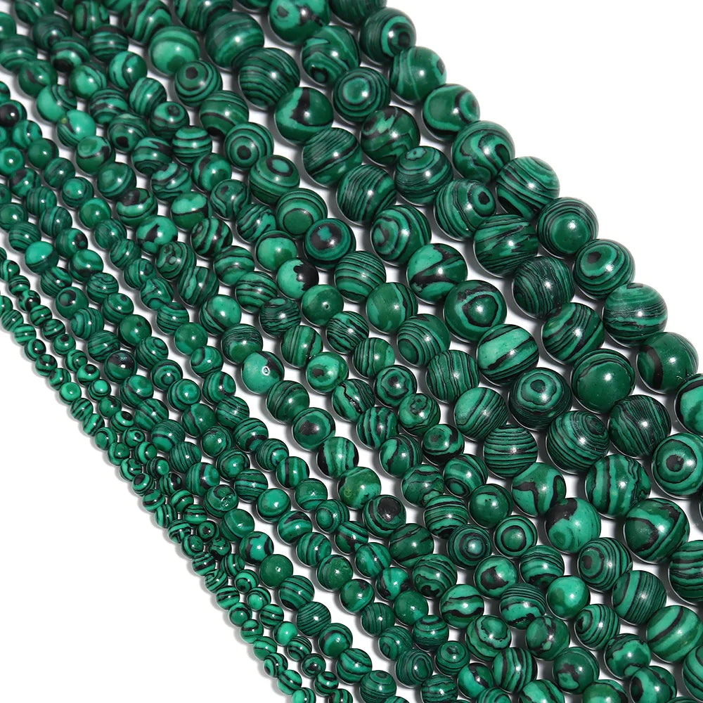 Natural Green Malachite Stone Beads for Jewelry Making 4mm 6mm 8mm 10mm 12mm Loose Spacer Beads for Bracelets and Necklaces