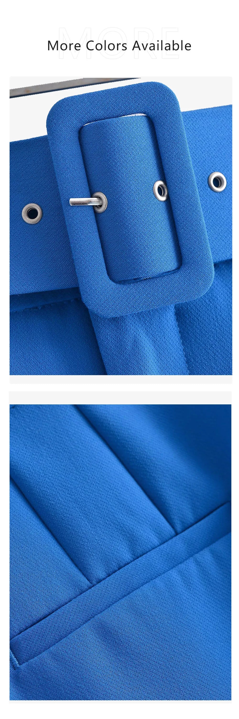 Women's Solid Color Suit Set with Buckle Free Belt Design for Spring and Summer Fashion