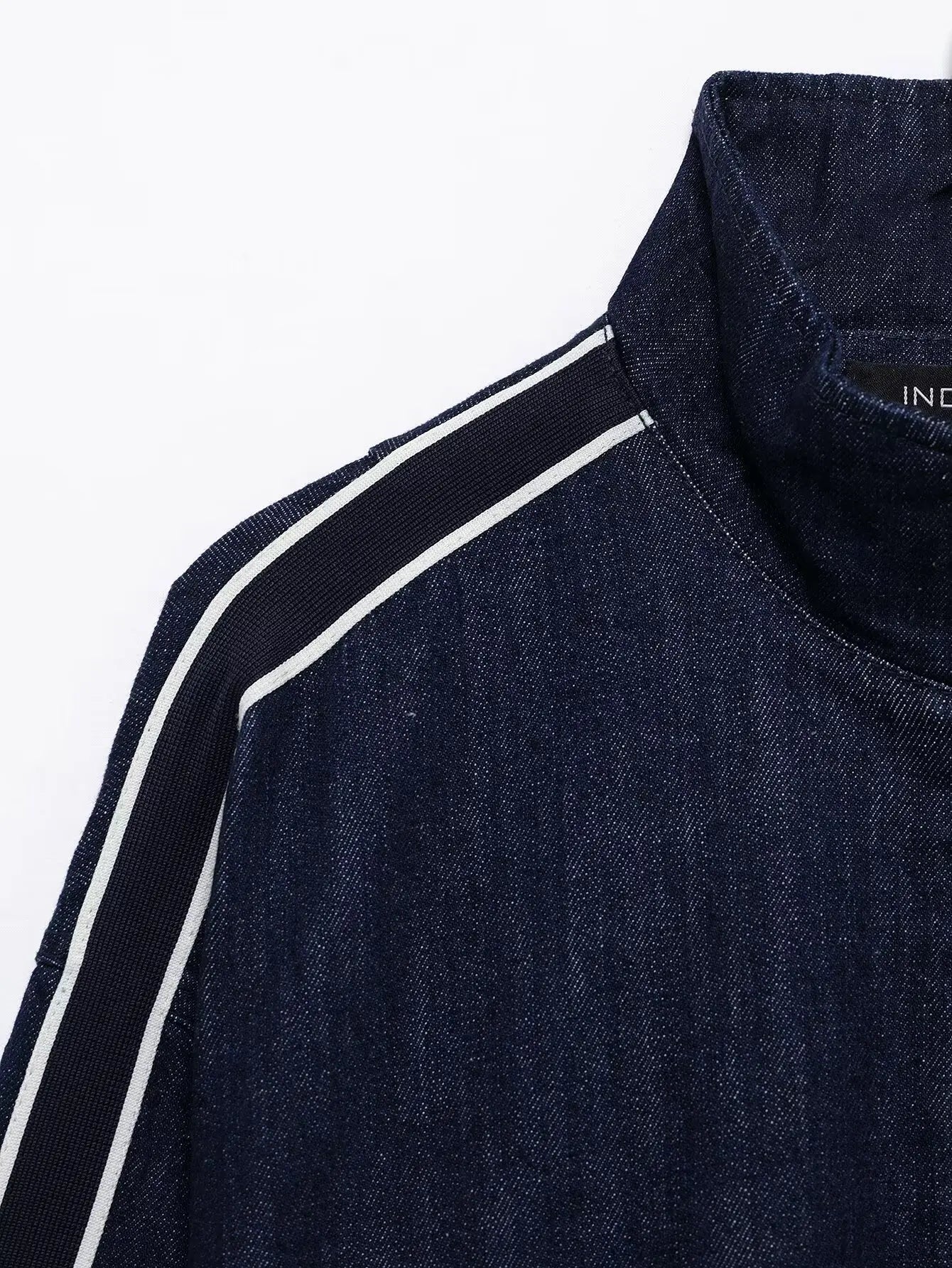 Women High Street Denim Set with Side Stripe Zipper Jacket and Lace-Up Pants for Casual Spring Fashion