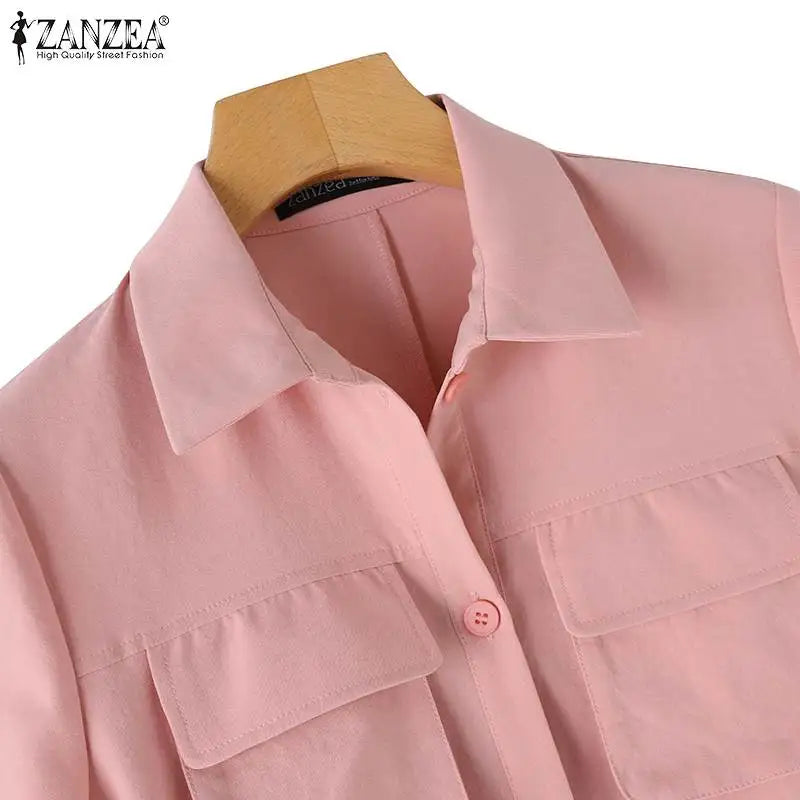 Korean Style Cargo Sundress With Pockets Knee Length