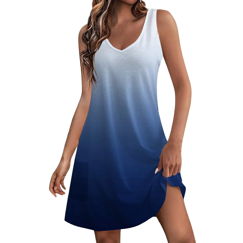 Boho Floral Sundress With Pockets For Women Tank Dress