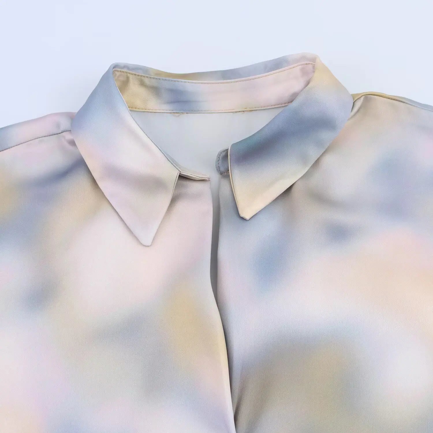 Women's Tie Dye Texture Vertical Collar Shirt with High Waist Slimming Skirt Set Spring Casual Chic Elegant Outfit