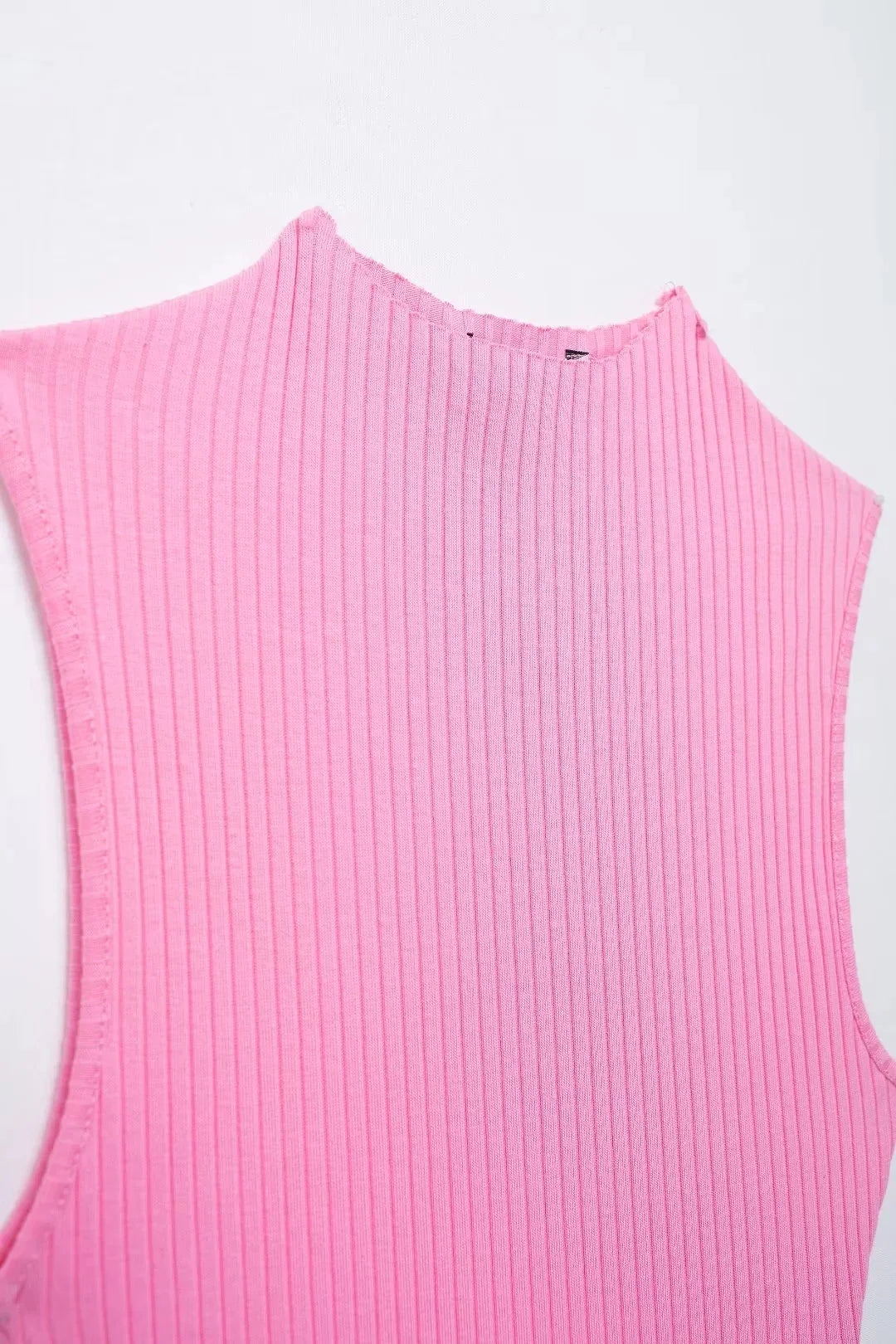 Pink Backless Mini Dress With Turtleneck Sleeveless Party
