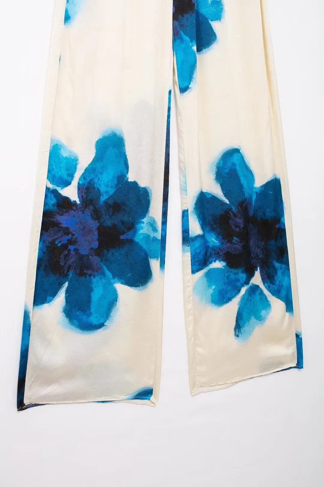 Floral Print Button-Up Shirt and Elastic Waist Wide Leg Pants Summer Set for Women