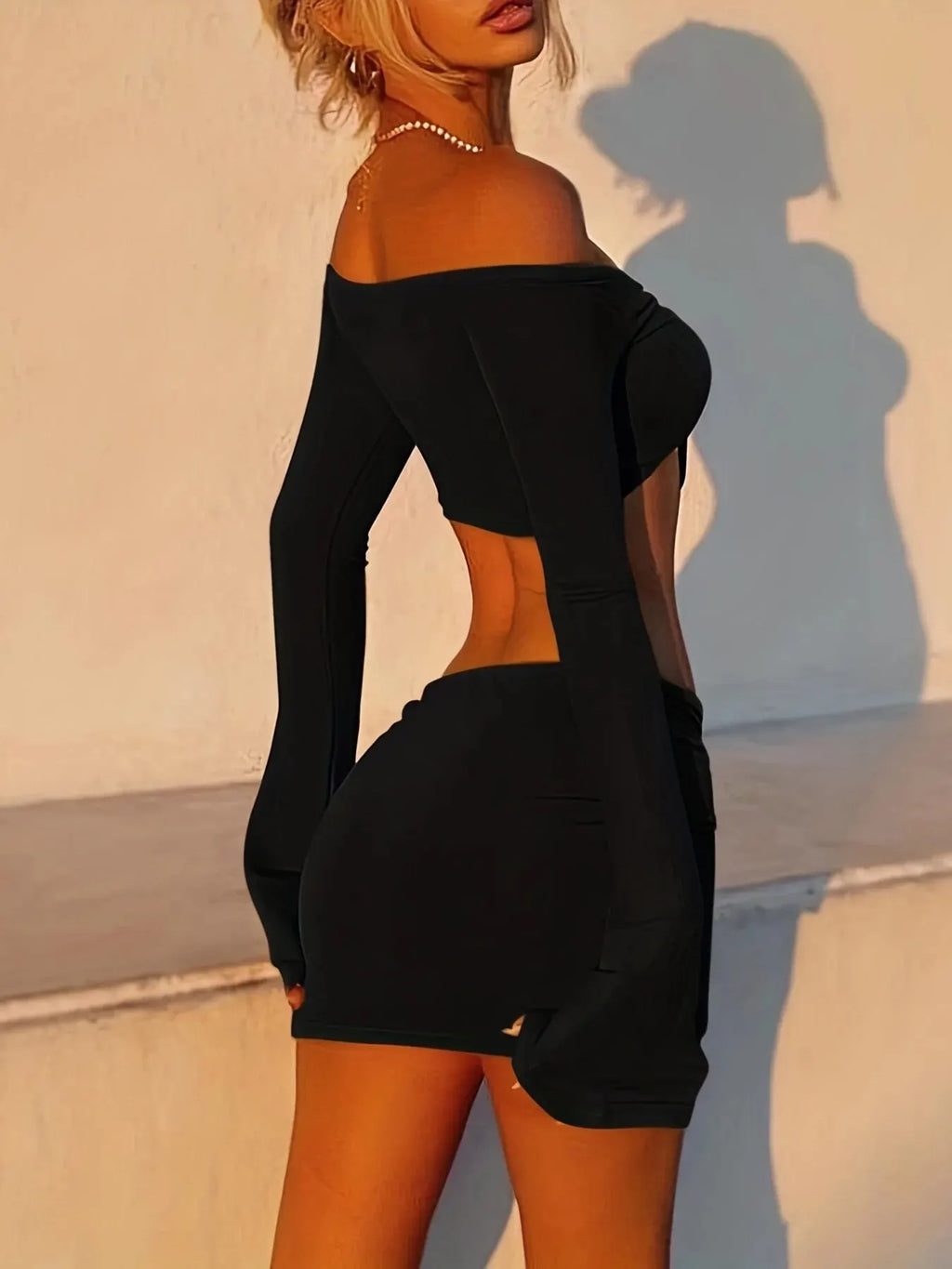 Women's Autumn Winter Long Sleeve Crop Top and Mini Skirt Two-Piece Matching Set Stylish Seasonal Outfit