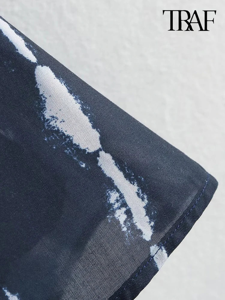 Backless Tie Dye Halter Mini Dress Deep V Neck Beach Party