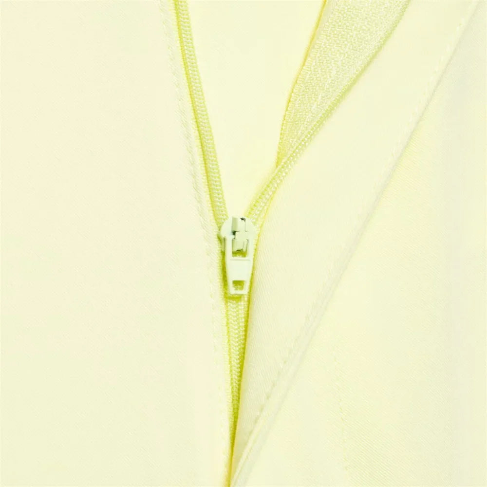 Womens Light Yellow Suit Set Halter Vest with Gold Buttons and Pleated Wide Leg Pants Stylish Ensemble