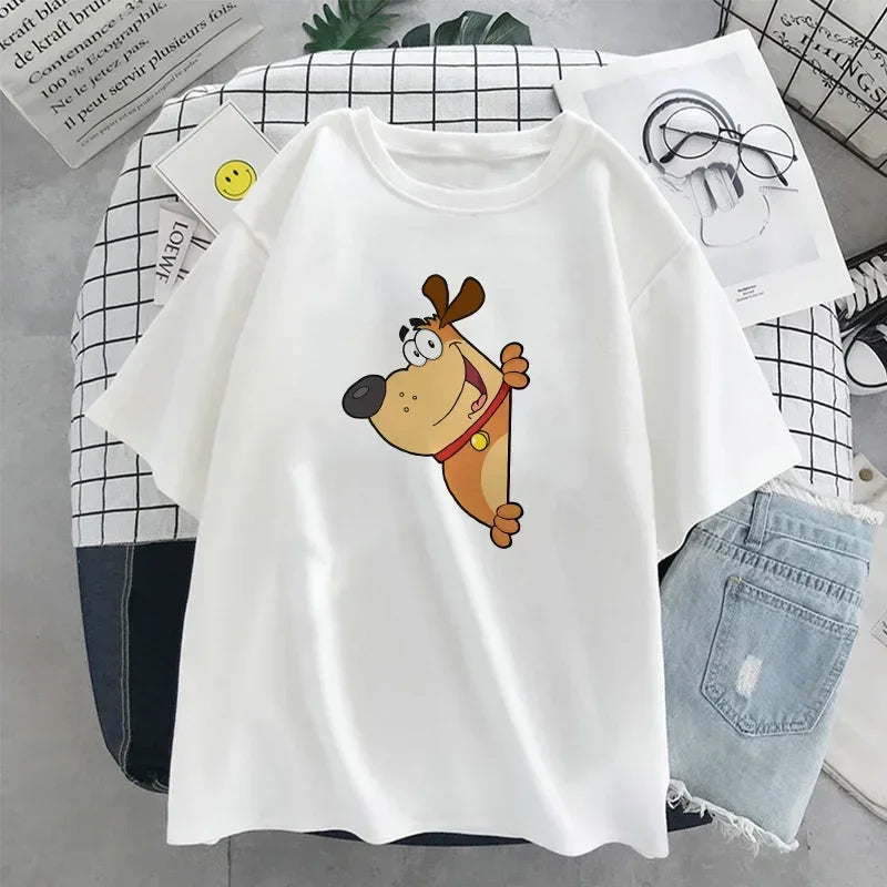 Kawaii Little Bear Print Oversized T-Shirt for Women Short Sleeve Summer Anime Style