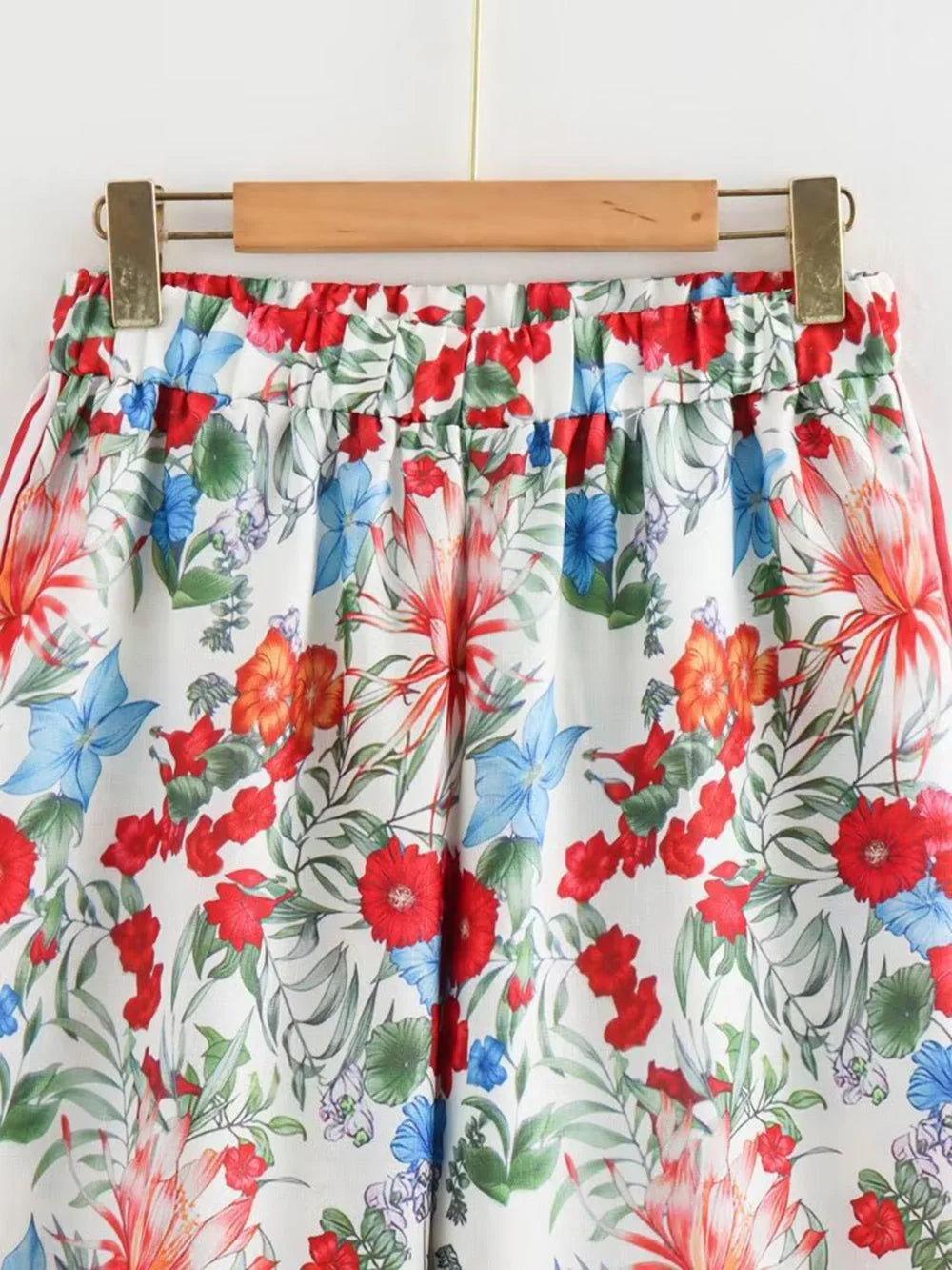 Women's Bohemian Casual Trousers Set with Long Sleeve Shirt and High Waisted Wide Leg Pants