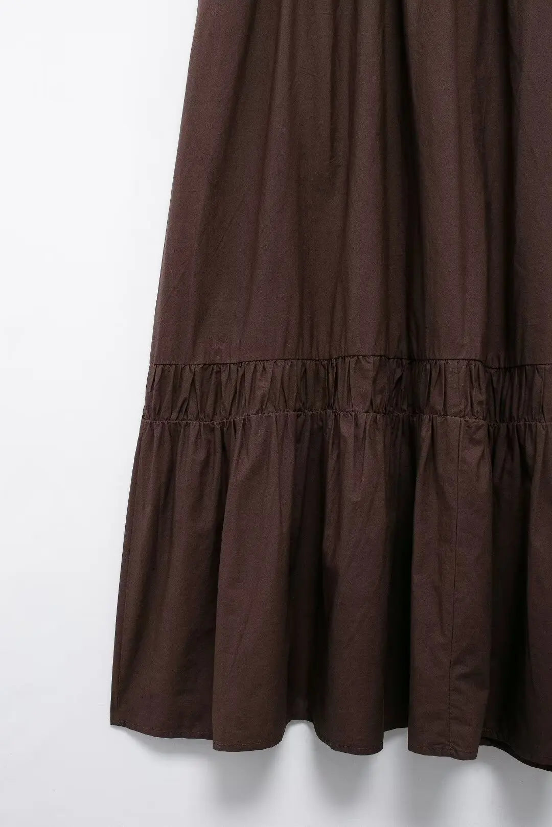 Brown Backless Halter Dress With Floral Embellishment