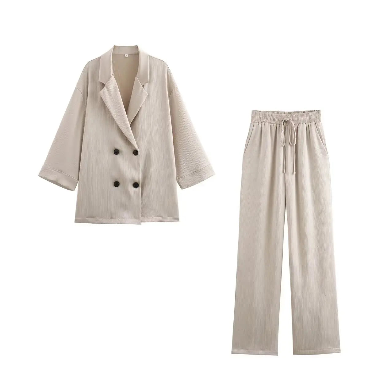 Satin Pajama Set For Women Two Piece Blazer And Trousers