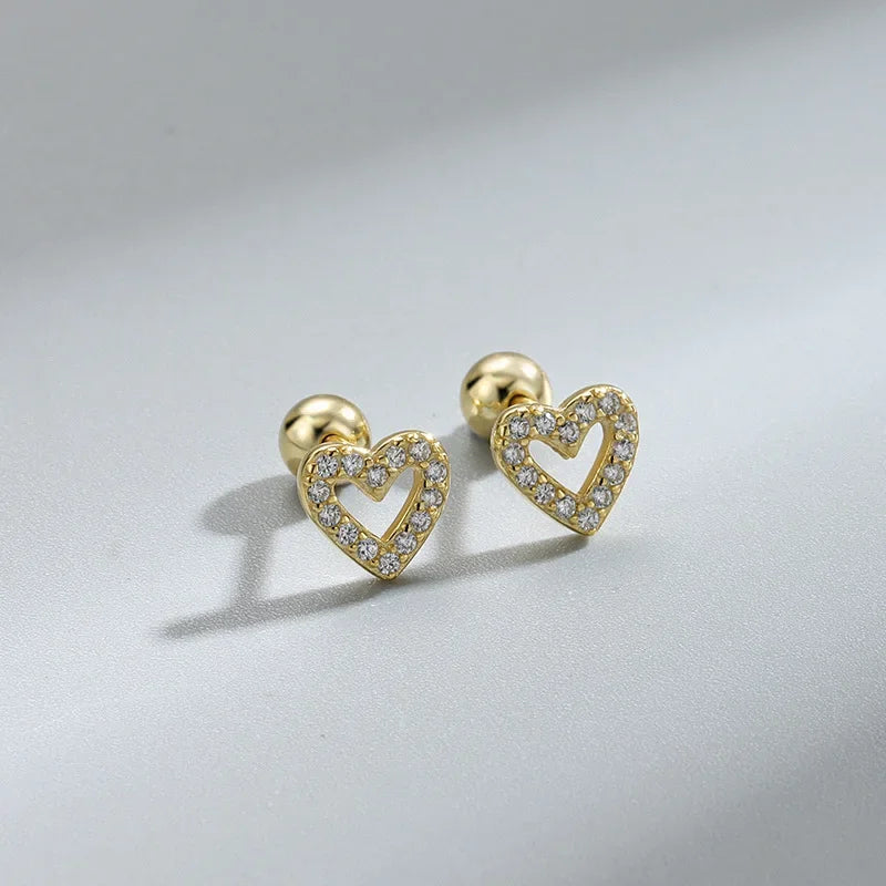 Heart Stud Earrings for Women Hypoallergenic Screw Cartilage Helix Jewelry Gifts