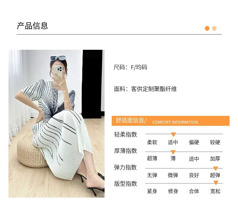 Women Pleated Dress Black White Print O Neck Short Sleeve