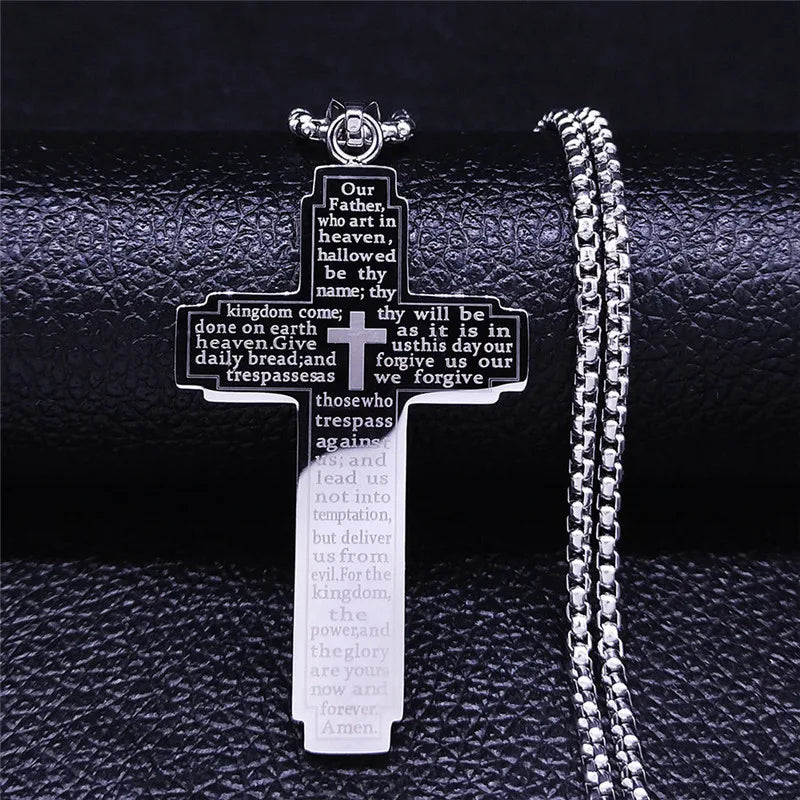 Hip Hop Cross Pendant Necklace Stainless Steel Gothic Jewelry Gift for Men and Women