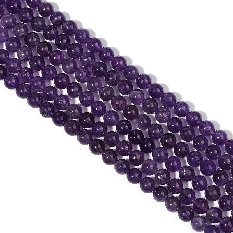 Natural Amethyst Crystal Beads Round Loose Spacer for DIY Jewelry Making 15 Inch
