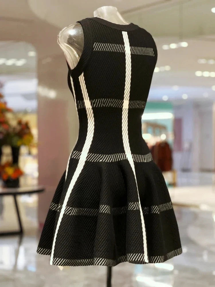 Elegant Black Knit Dress For Women Sleeveless Party Dress