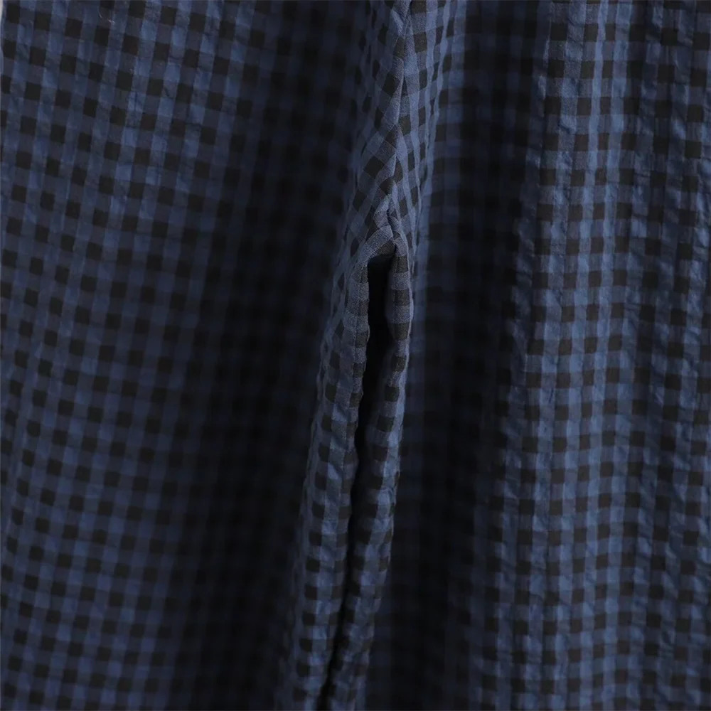 Women's Casual Plaid Bubble Sleeve Long Jumpsuit Versatile Fashionable Temperament Fit