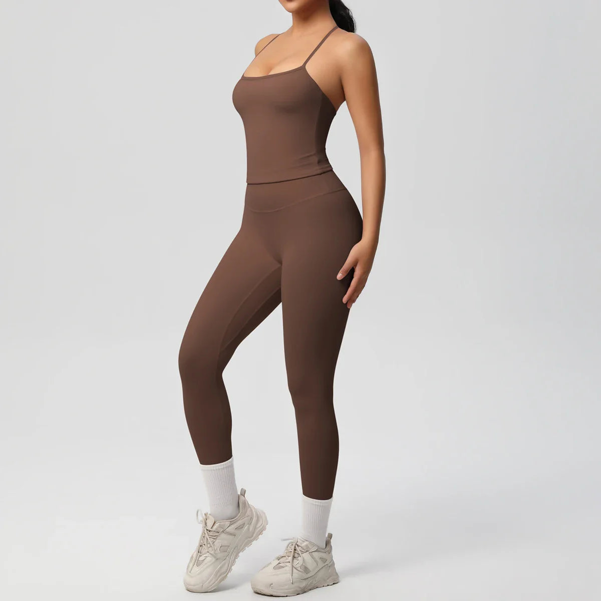 2PCS Nude Feeling Yoga Set for Women Push Up Sport Bra and High Waist Leggings Fitness Running Workout Tracksuit Activewear