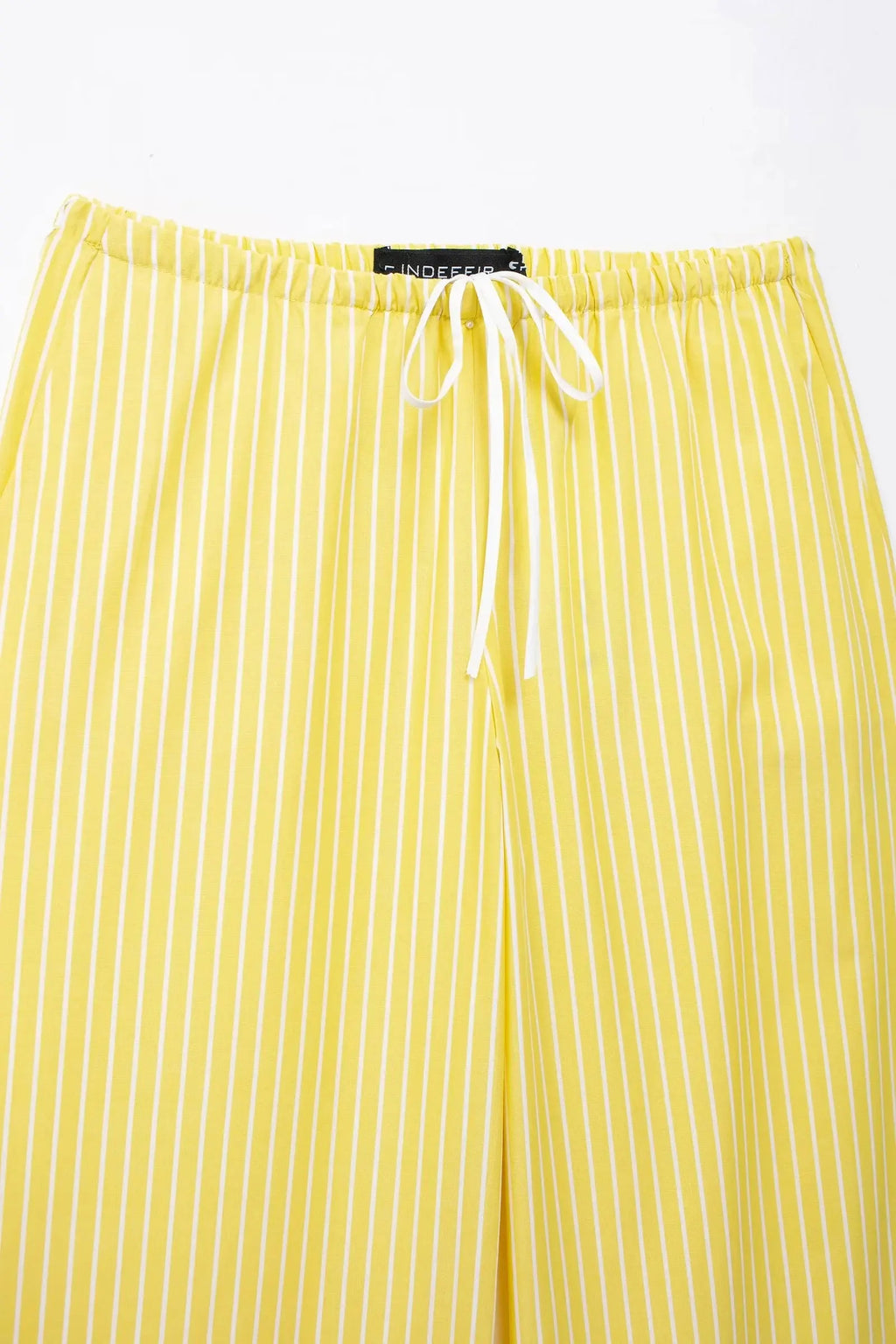 Stylish Women's Yellow Striped High Waist Drawstring Casual Trousers Cozy Loose Long Pants