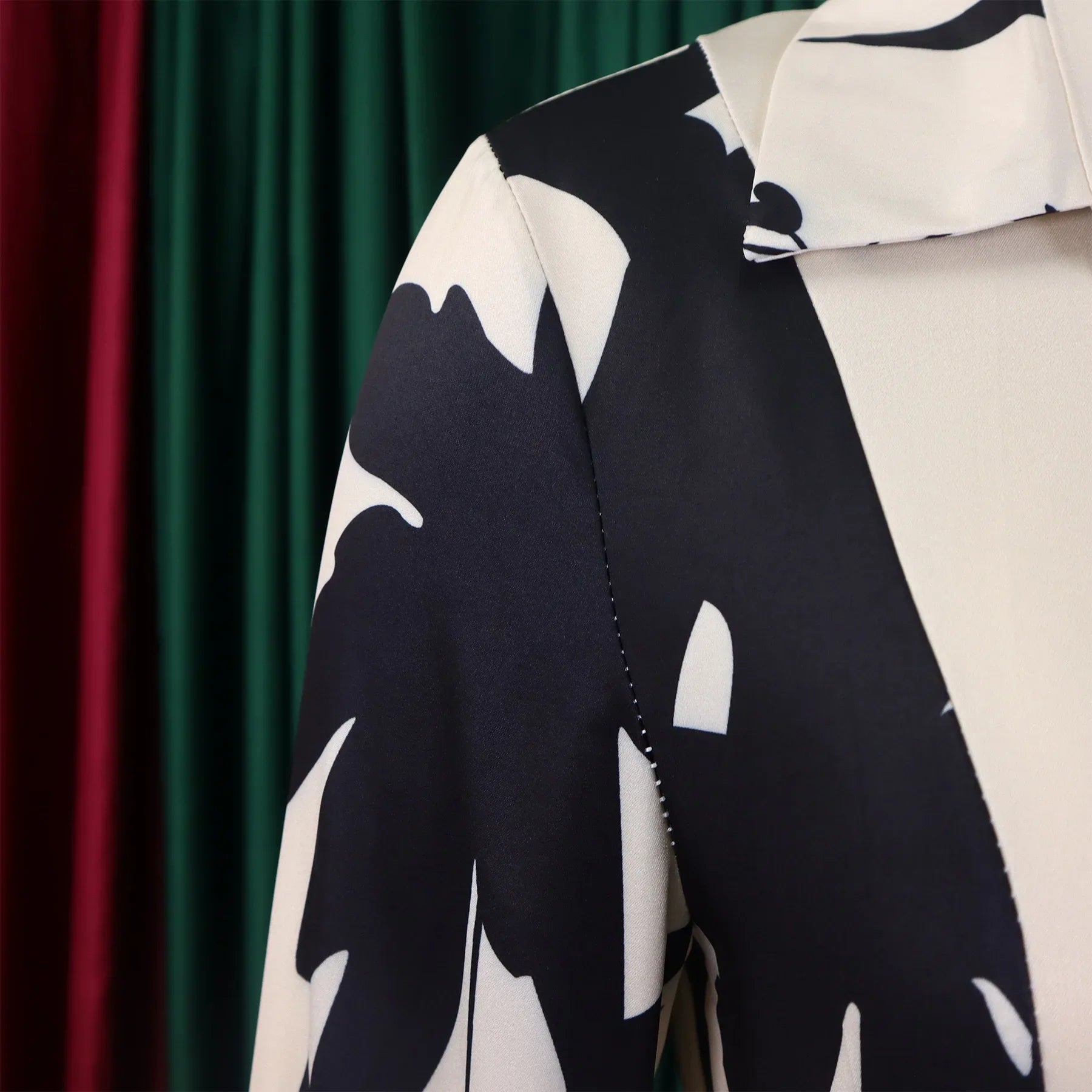 Printed Dress For Women Elegant Turn Collar Ankle Length