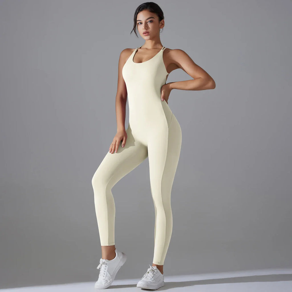 Backless Bodycon Scrunch Jumpsuit for Women with Push Up Design Perfect for Dance and Fitness Sleeveless Yoga Sport Overall