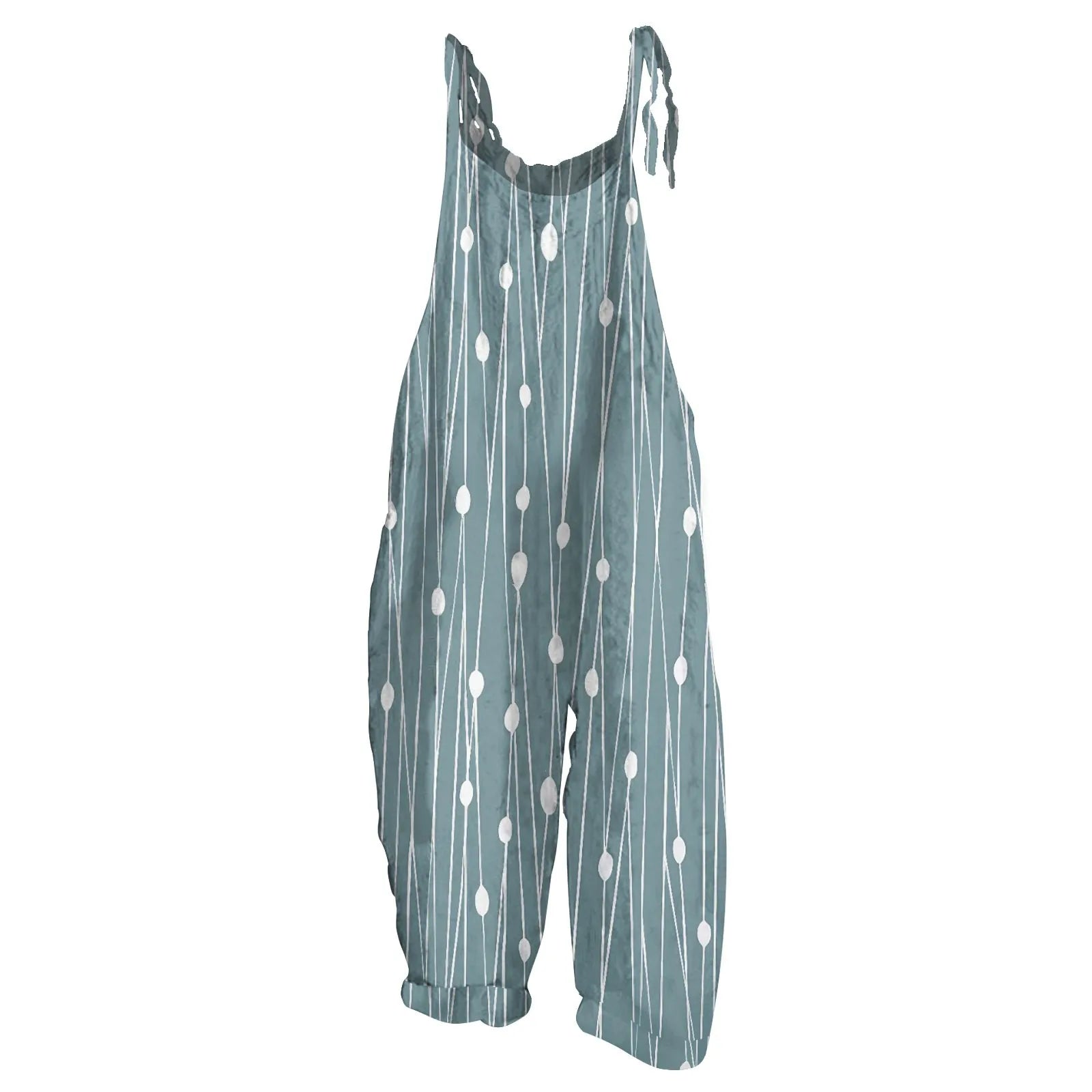 Sunflower Print Overalls for Women Casual Jumpsuit