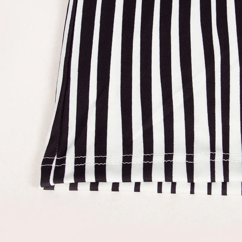 Autumn O Collar Long Sleeve Striped Evening Party Dress