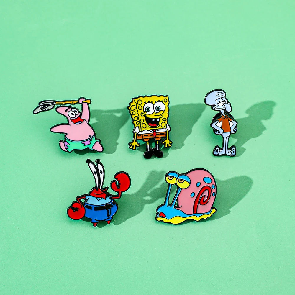 5 Pcs Cute Anime Enamel Pins Funny Gary the Snail Brooches for Clothing and Backpack Accessories Gift