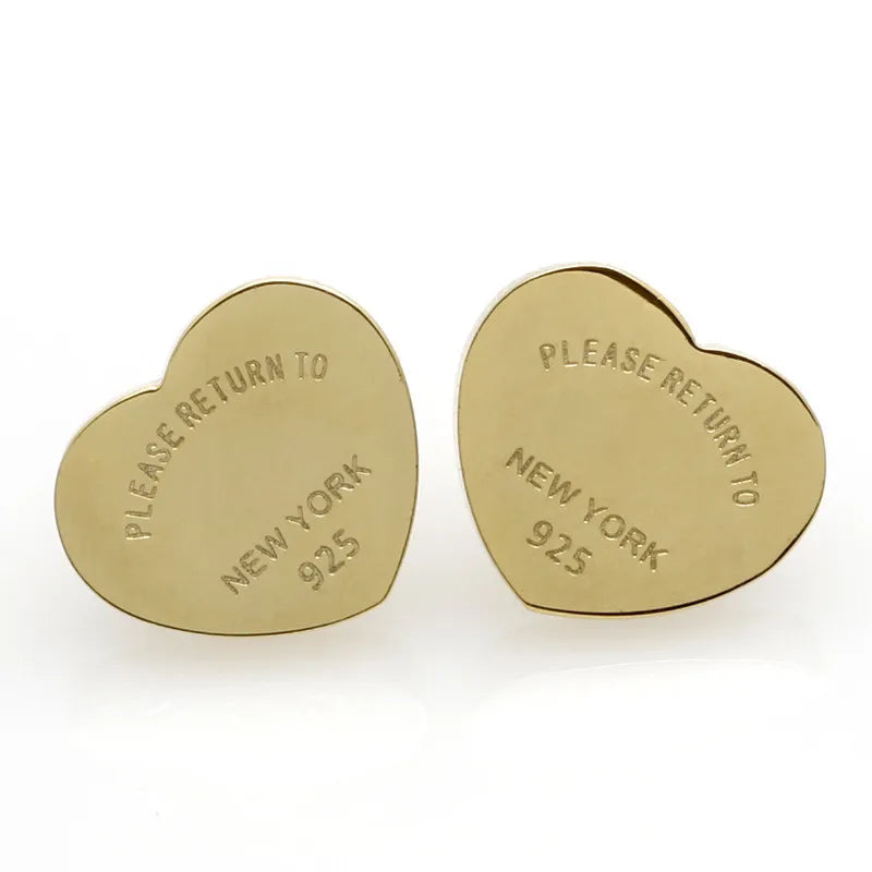 Anti-Allergic Titanium Steel Heart Stud Earrings for Everyday Wear